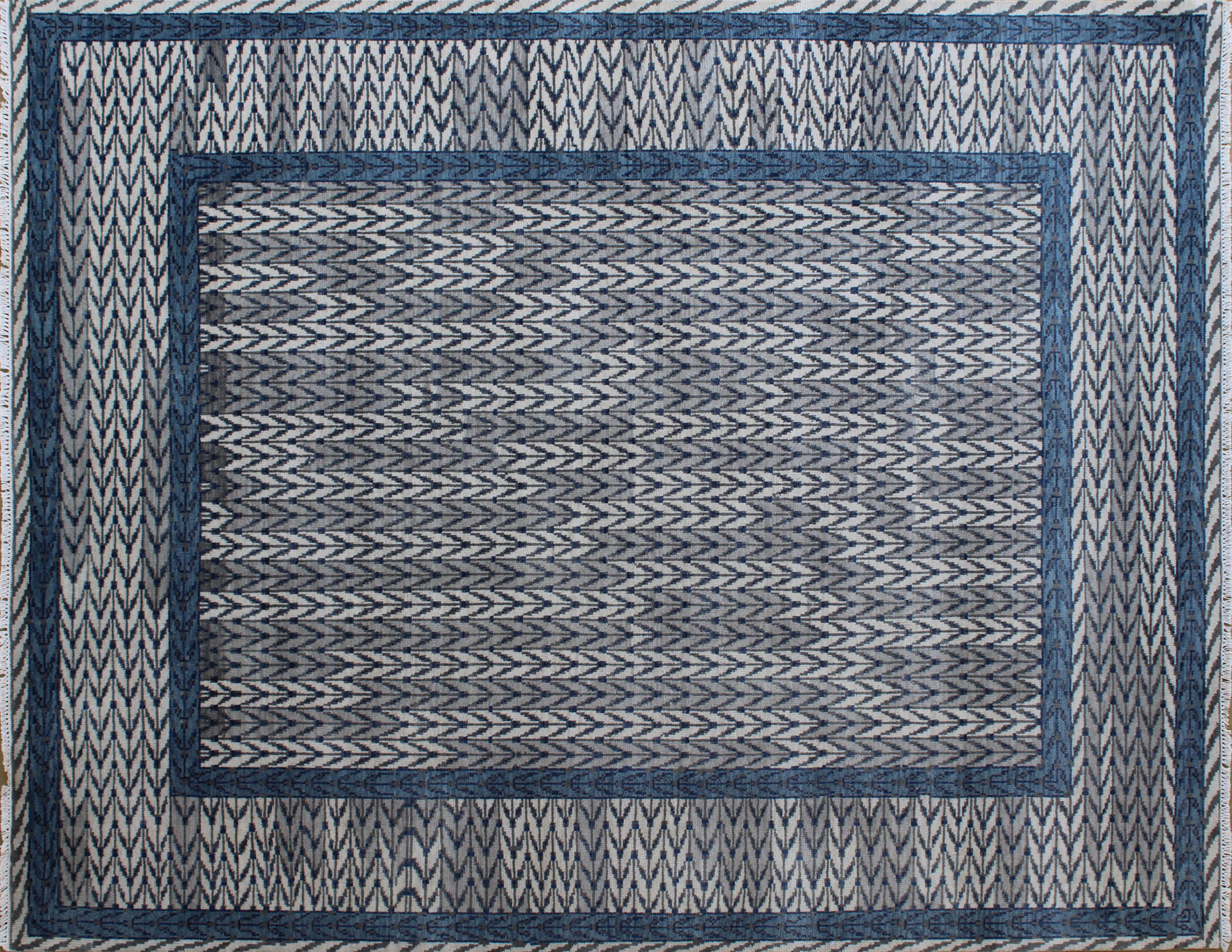 Sumak view Vibrant Multi-Color Geometric Rug 8ft x 10ft - Handknotted Carpet Manufacturer Mirzapur